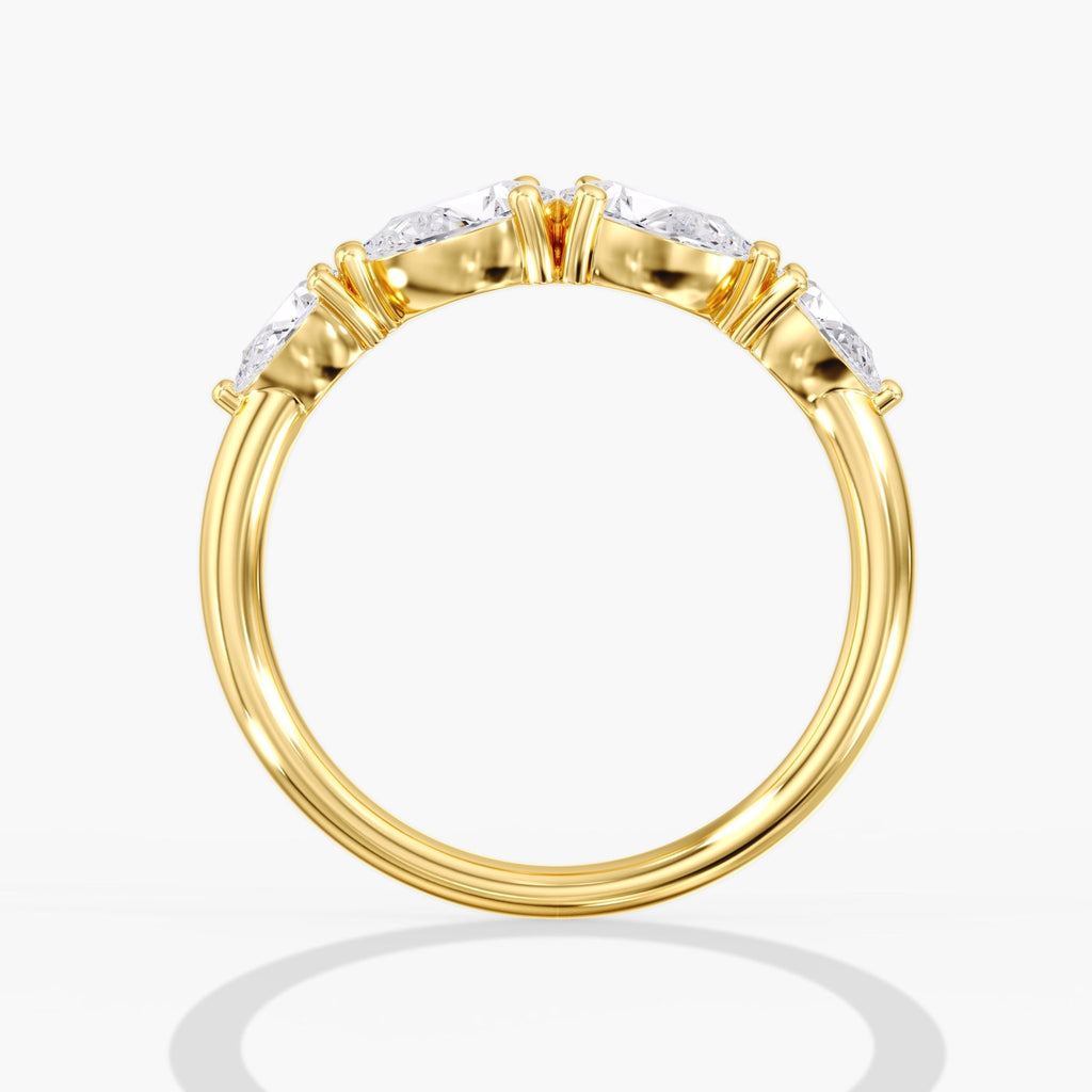 Yellow Gold Modern Mirror Pear Diamond Ring Side View