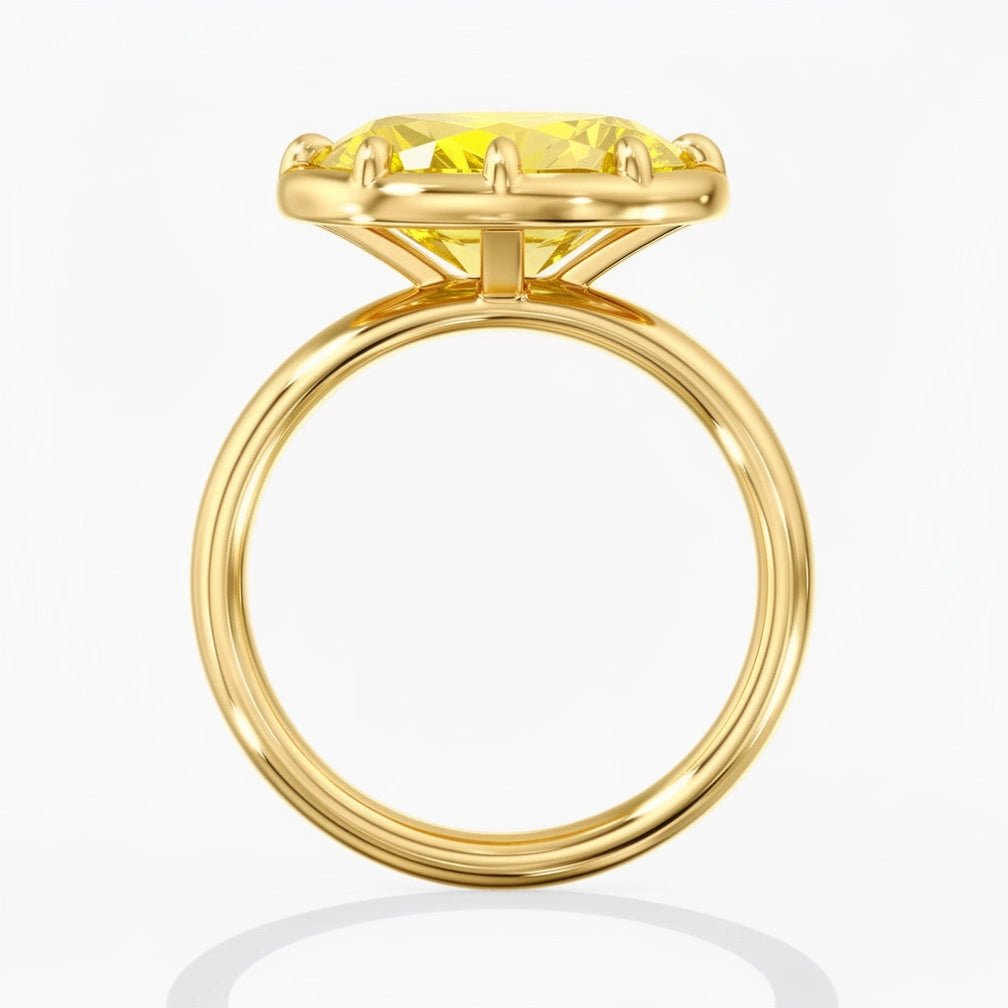 Yellow Modern East West Oval Diamond Bezel Ring Side View