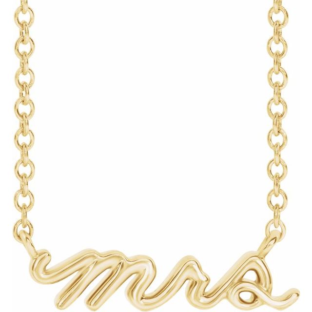 Mrs Personalized 14k Yellow Gold Bridal Wedding Necklace Gift - Balacia