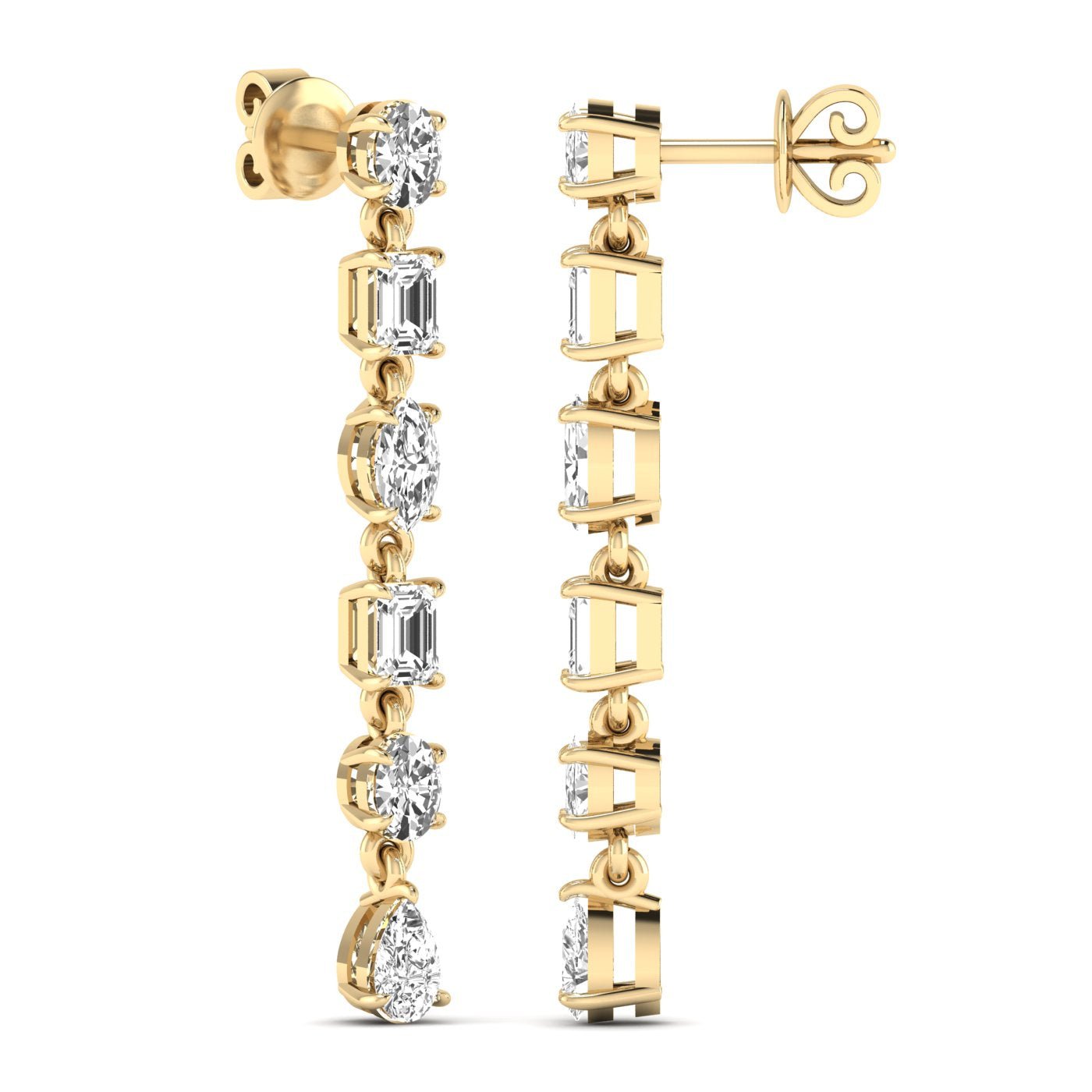 Multi - Shape Diamond Dangle Earrings - Balacia