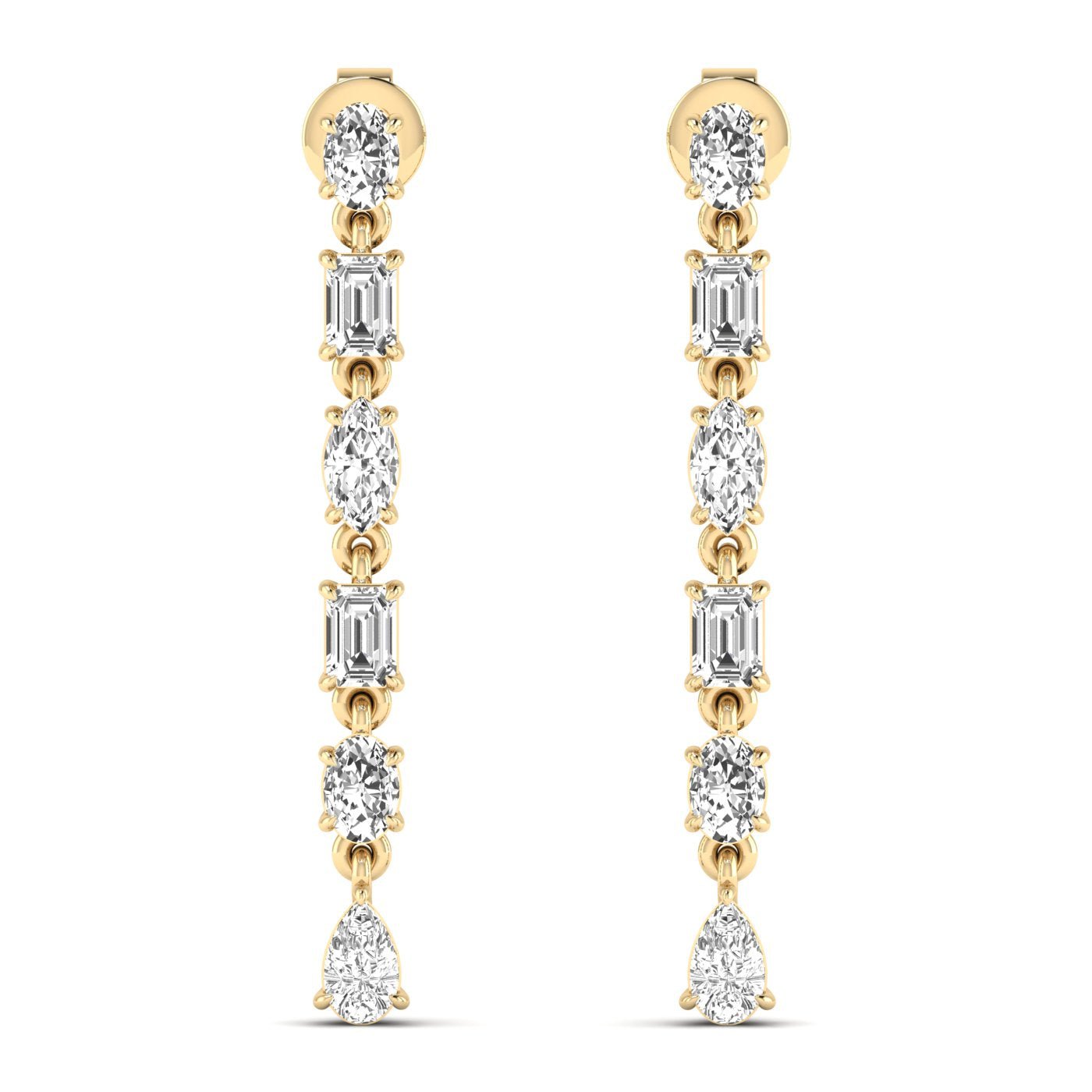 Multi - Shape Diamond Dangle Earrings - Balacia