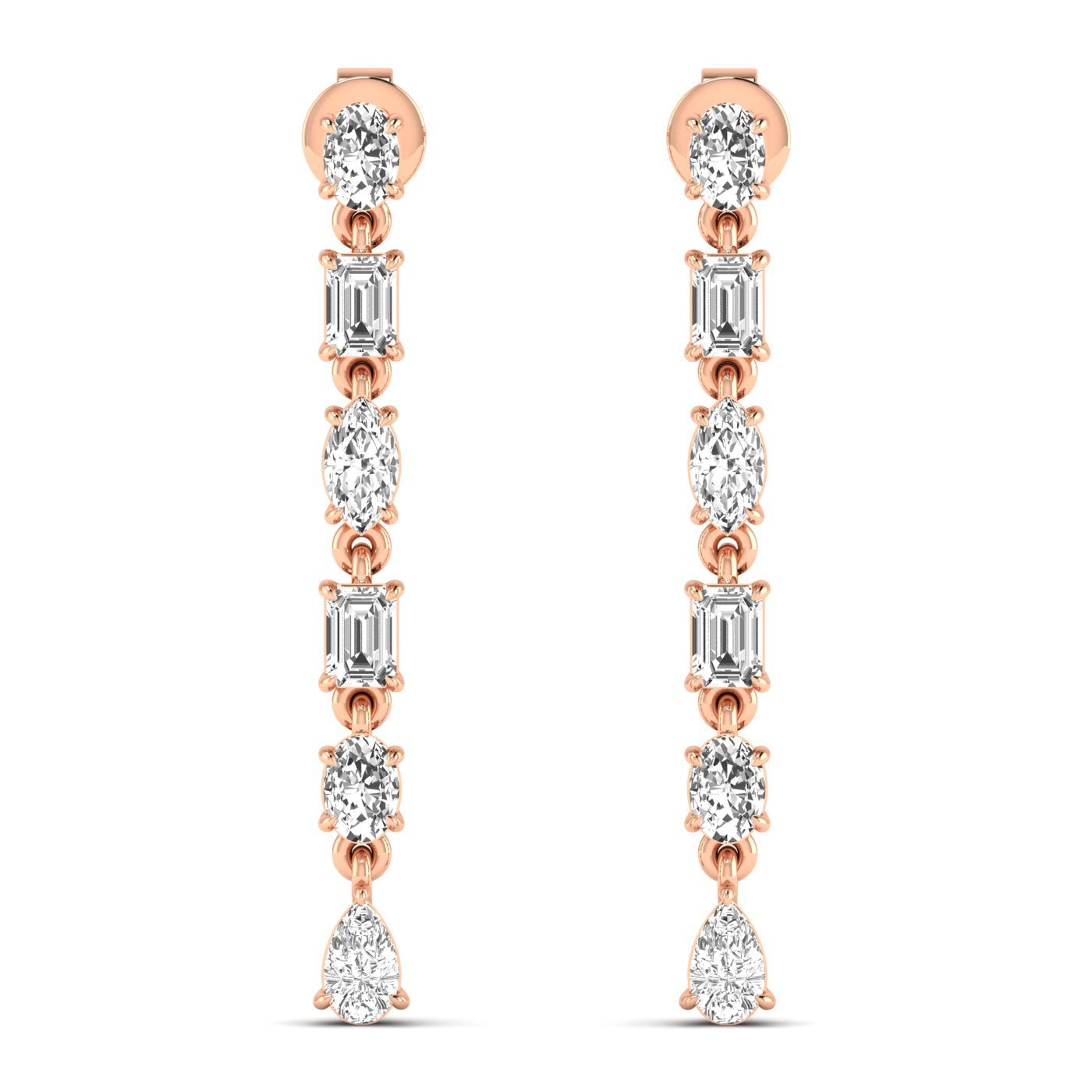 Multi - Shape Diamond Dangle Earrings - Balacia