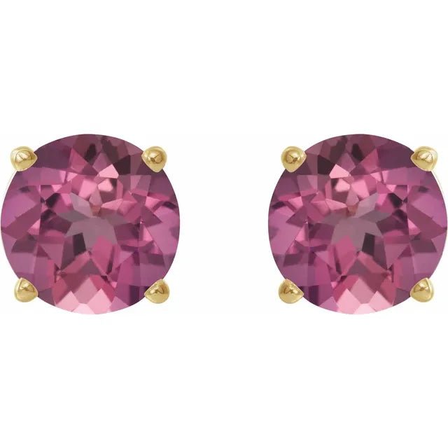 Natural Pink Tourmaline Stud Earrings - Balacia