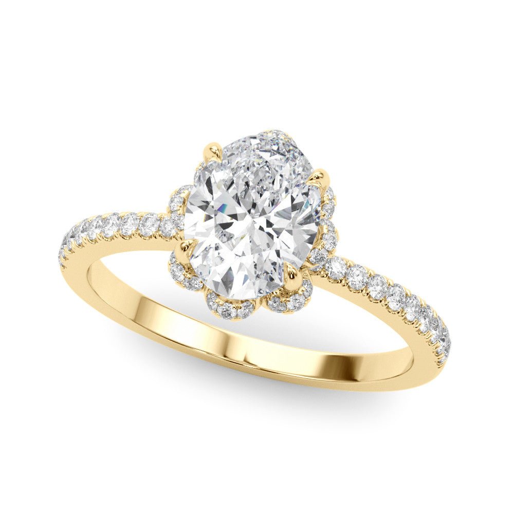 gold oval engagement ring floral