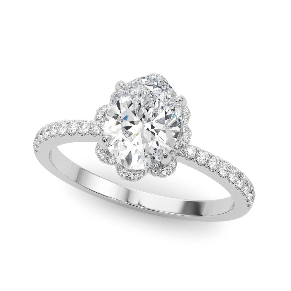 oval art deco halo engagement ring