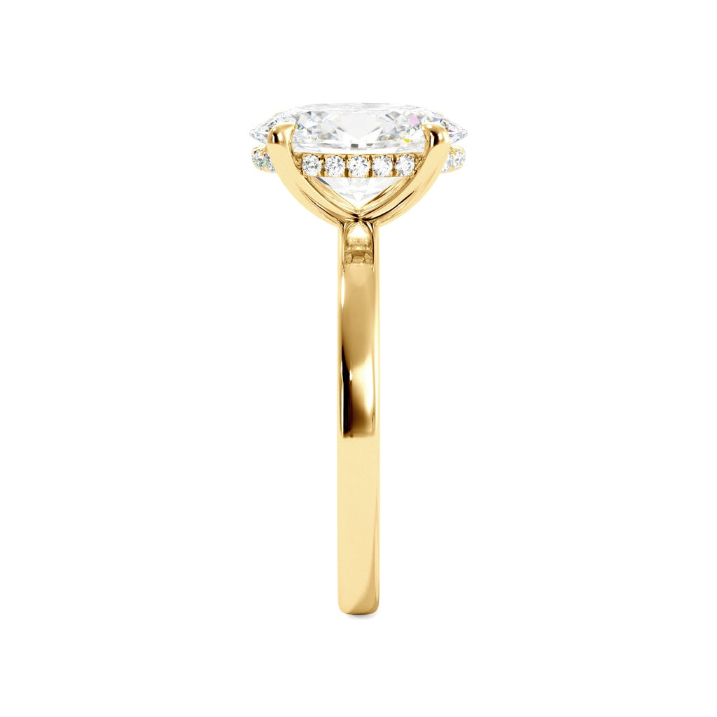 Oval Cut Solitaire with Hidden Halo Diamond Yellow Gold Engagement Ring