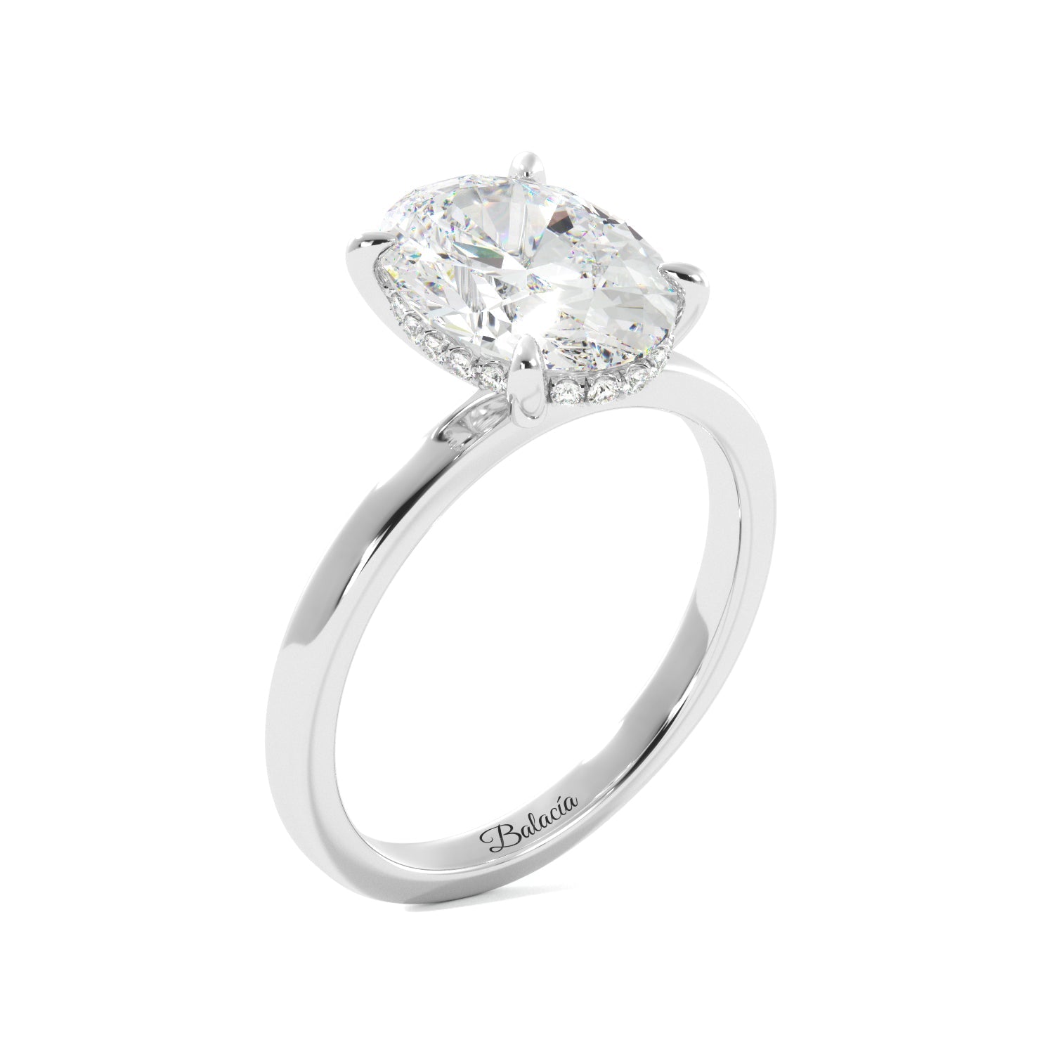 oval hidden halo solitaire engagement ring