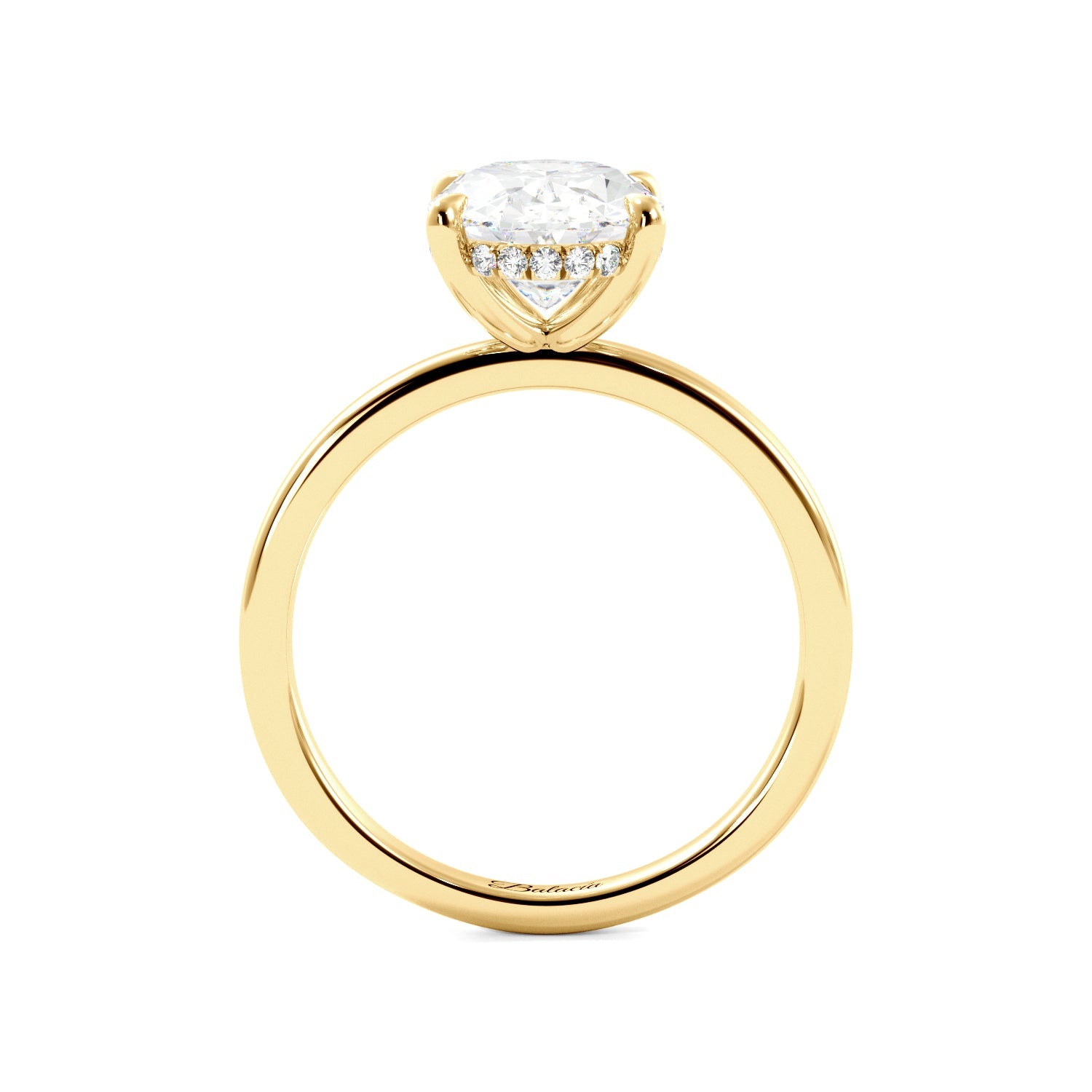 Oval Cut Solitaire with Hidden Halo Engagement Ring - Balacia