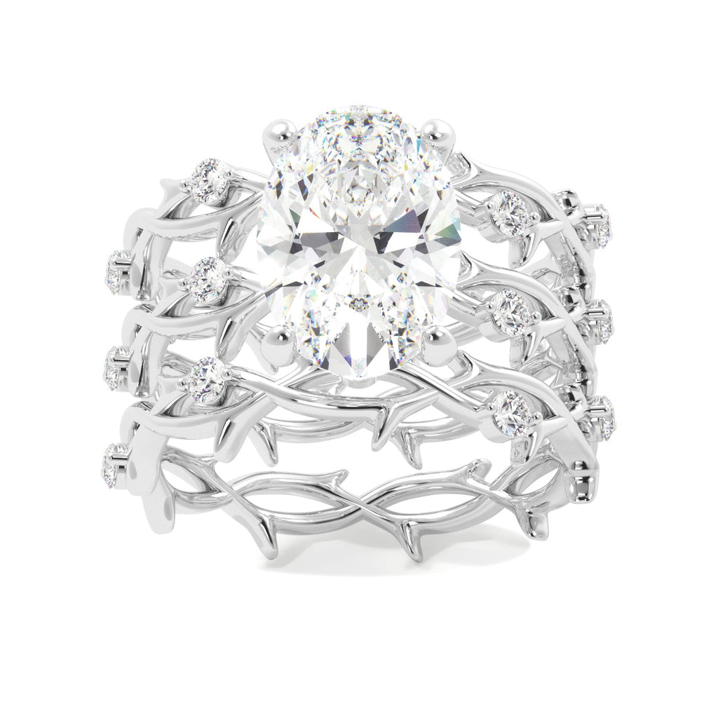 Oval diamond Thorn Band Engagement ring
