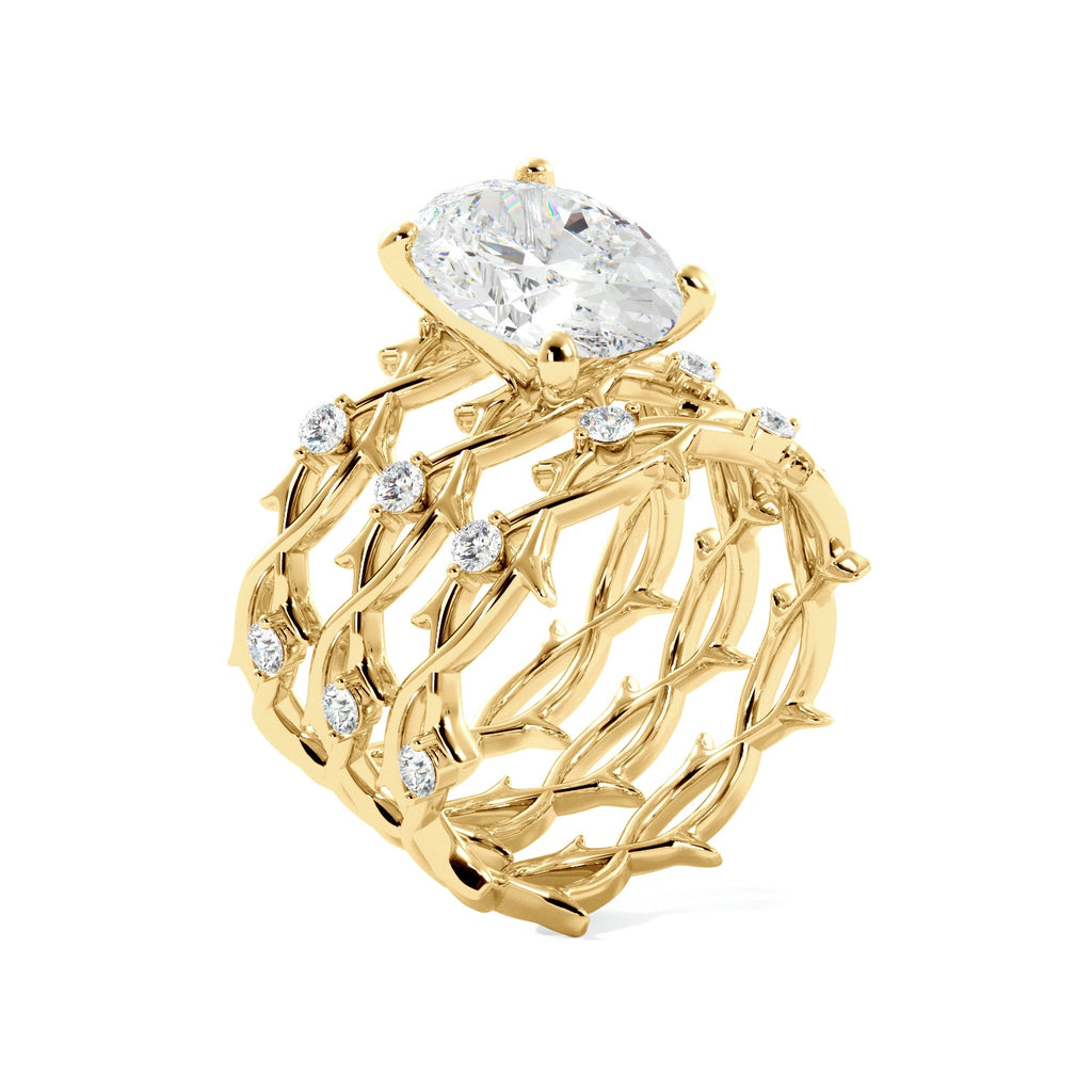 Oval Cut Thorn Band Engagement 3 Ring Set - Balacia