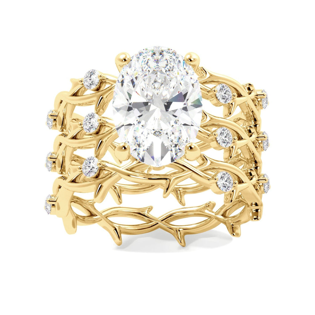 Oval diamond nature inspired engagement ring