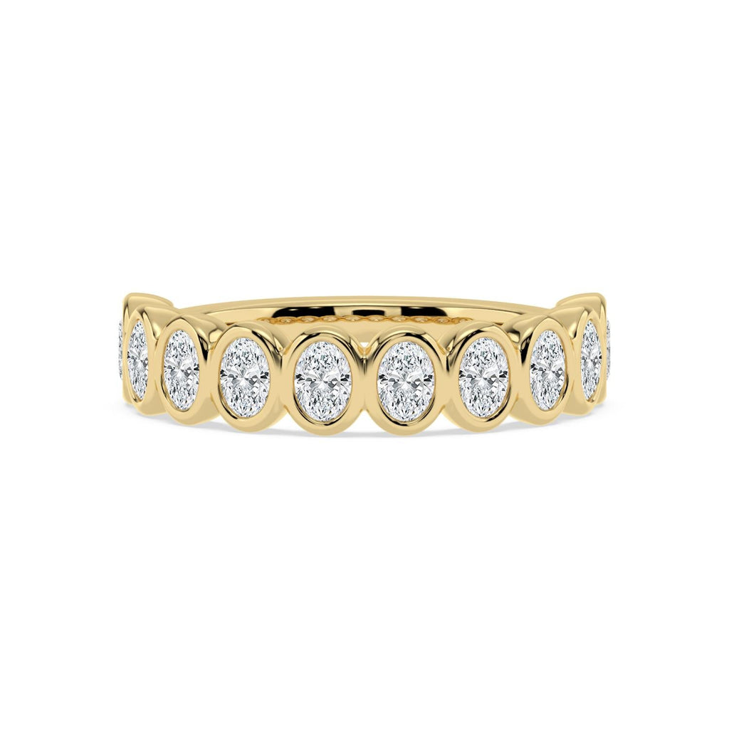 Yellow Gold Oval Diamond Bezel Half Eternity Band