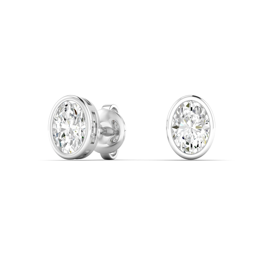 Oval Diamond Bezel Stud Earrings - Balacia