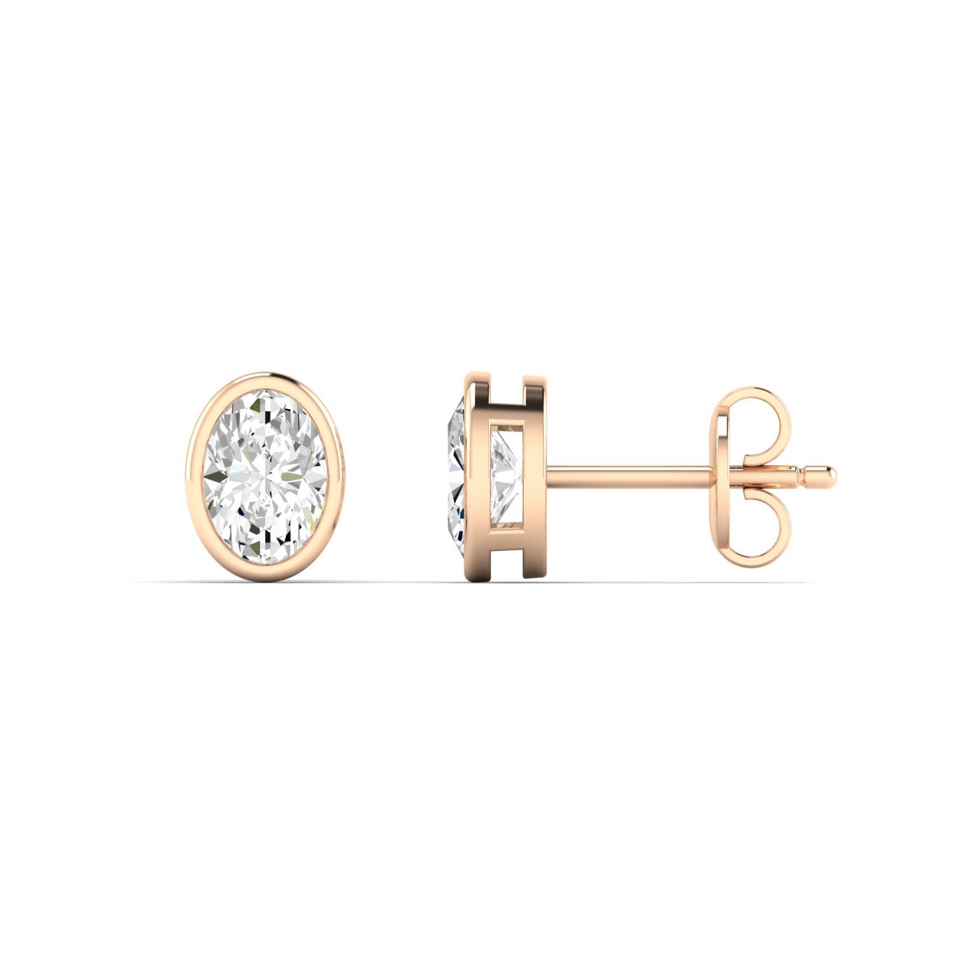 Oval Diamond Bezel Stud Earrings - Balacia