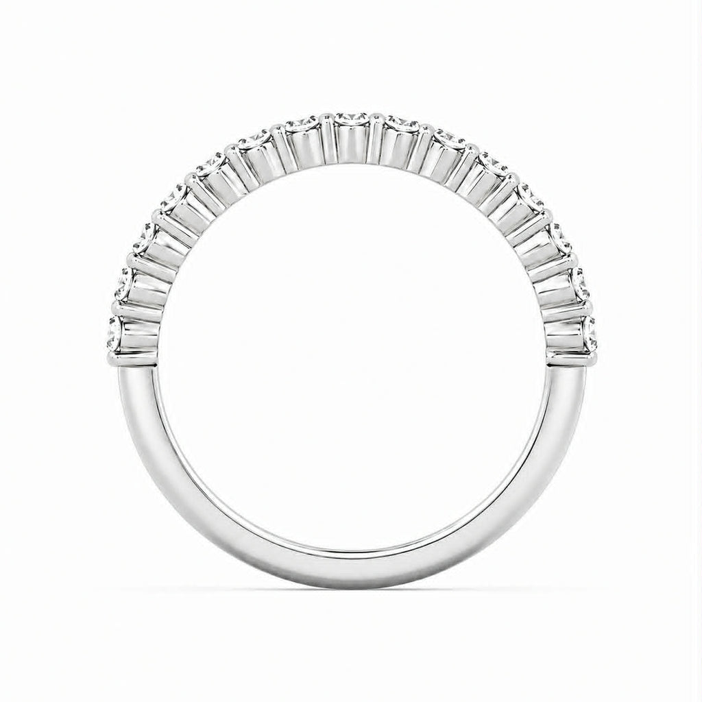 White Gold Oval Diamond Shared Prong Wedding Band Full Side View