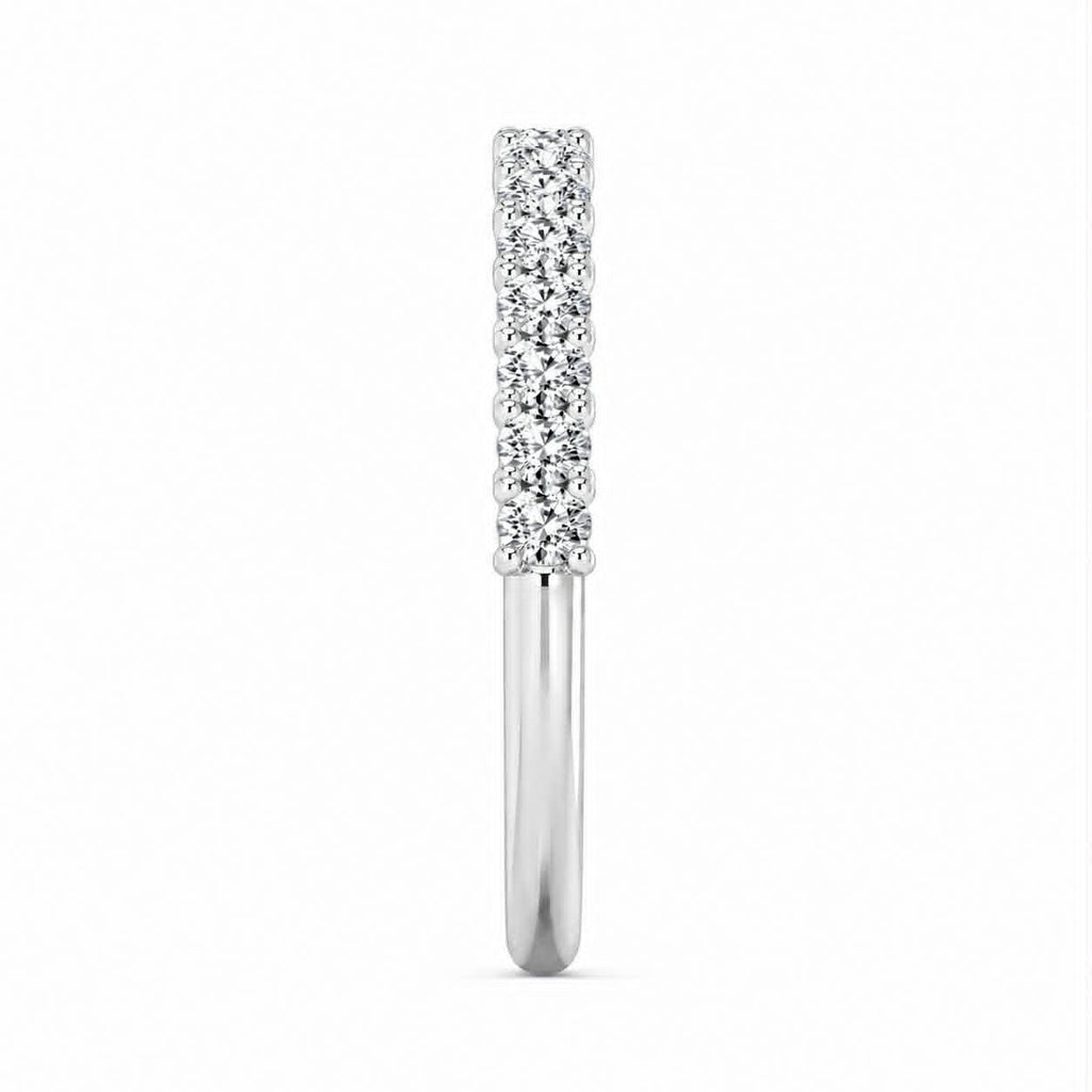 White Gold Oval Diamond Shared Prong Wedding Band Side View