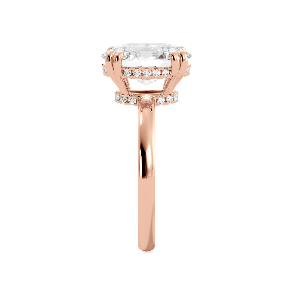 Oval Diamond Solitaire Hidden Halo Double Prong Engagement Ring - Balacia