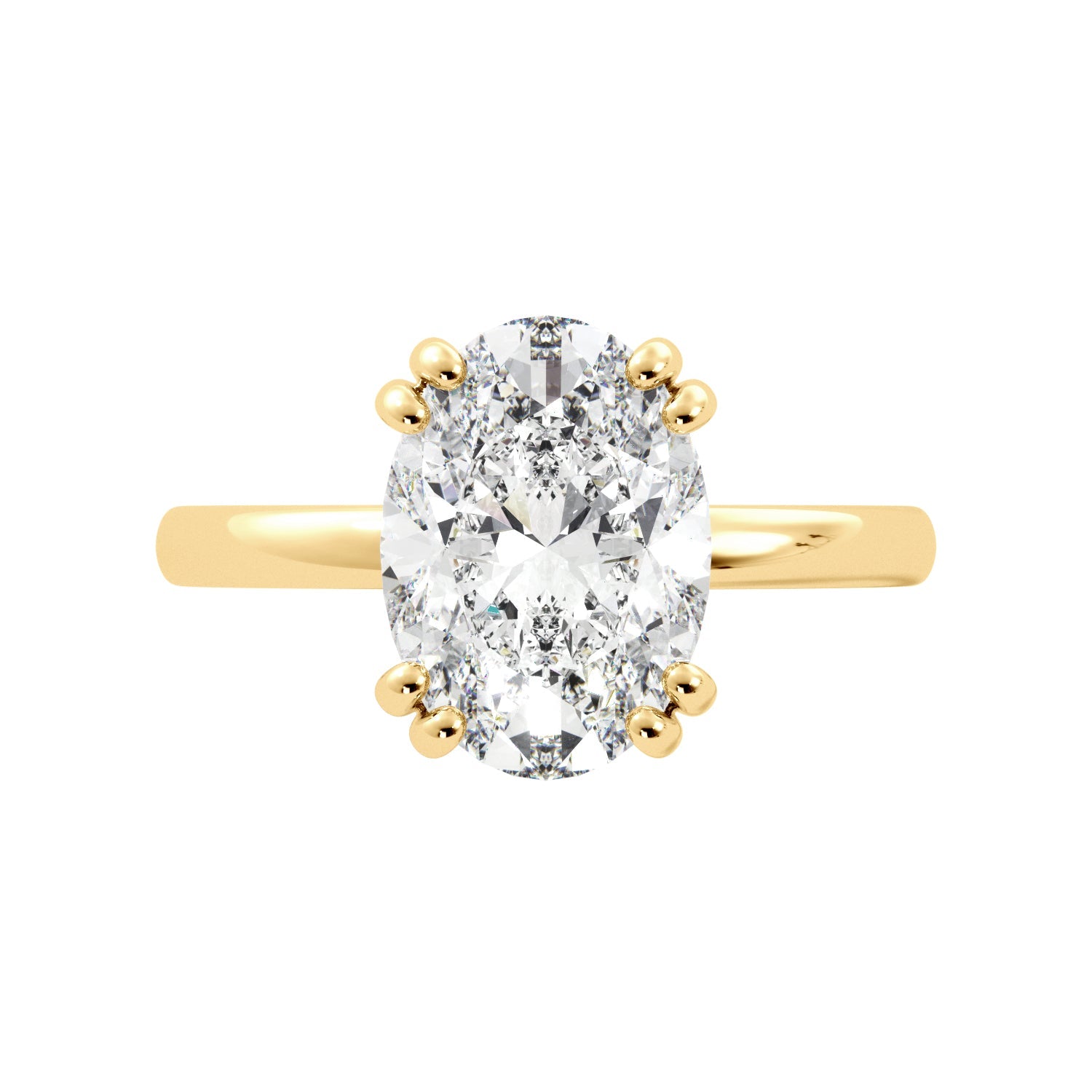 Oval Diamond Solitaire Hidden Halo Double Prong Engagement Ring - Balacia