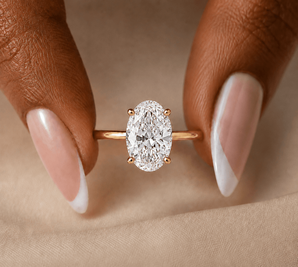 oval lab diamond engagement ring