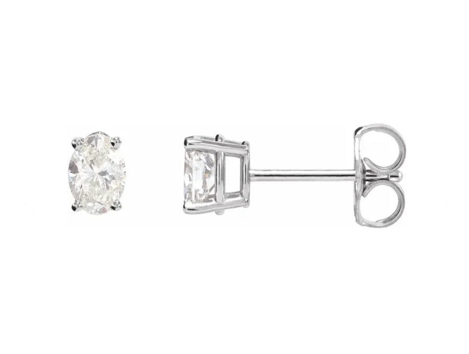 oval lab diamond stud earrings