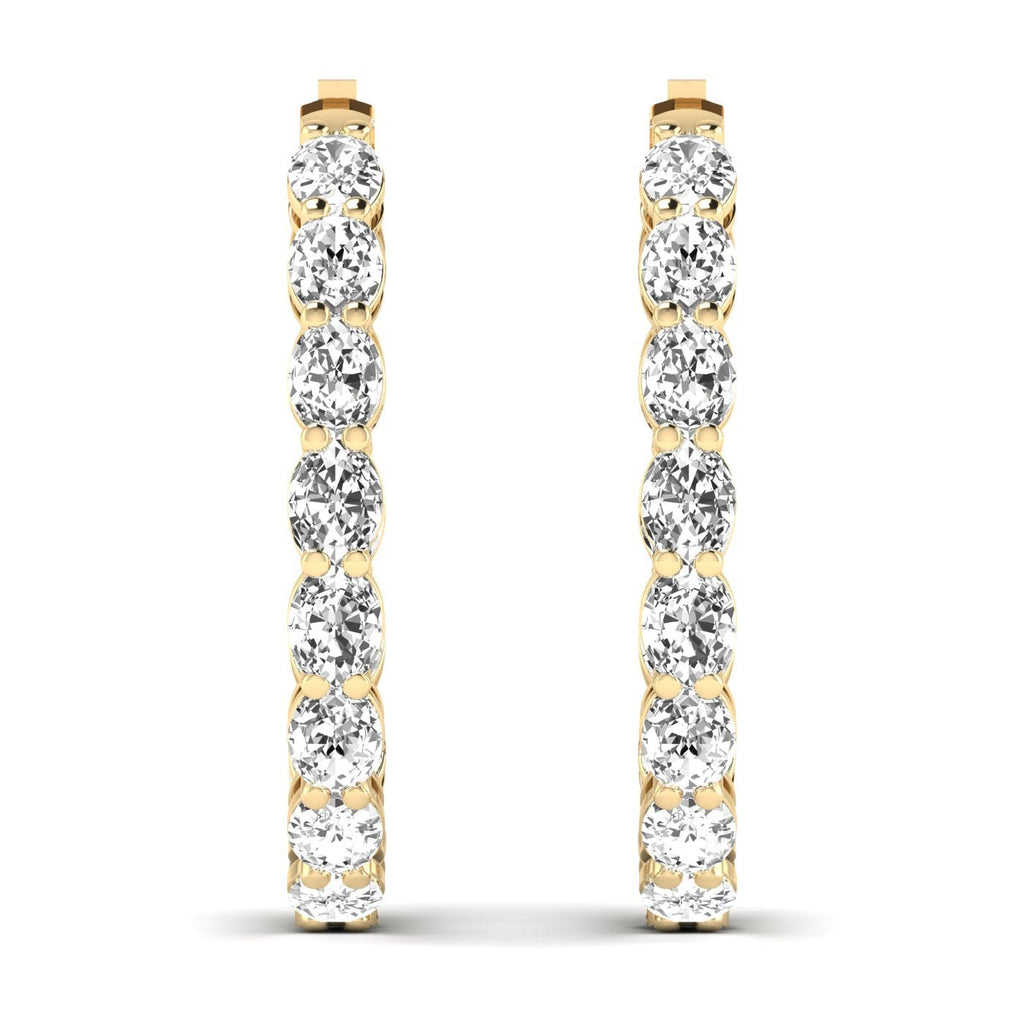 Oval Double Row Diamond Hoops Earrings - Balacia