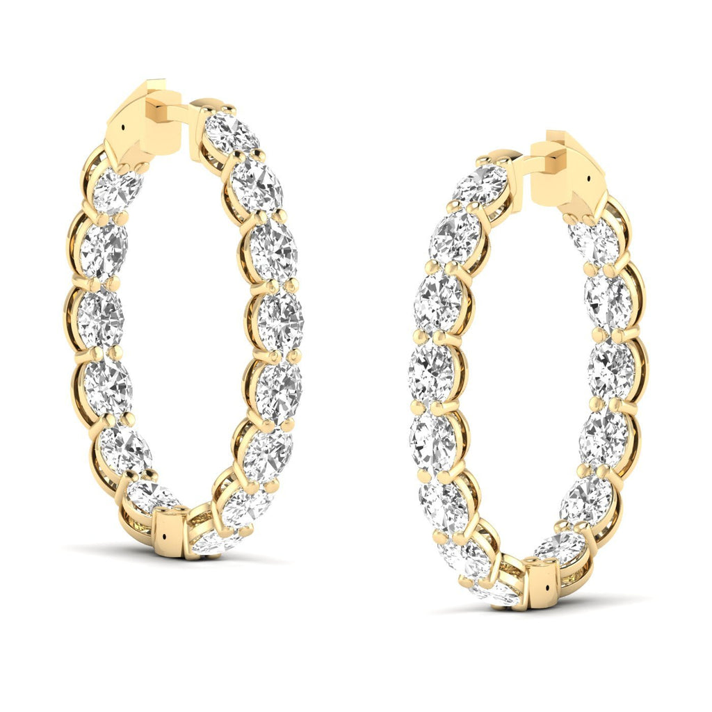 Oval Double Row Diamond Hoops Earrings - Balacia
