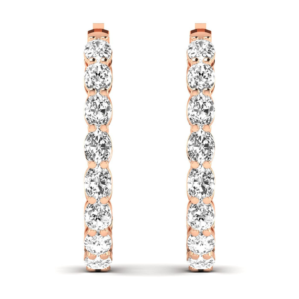 Oval Double Row Diamond Hoops Earrings - Balacia