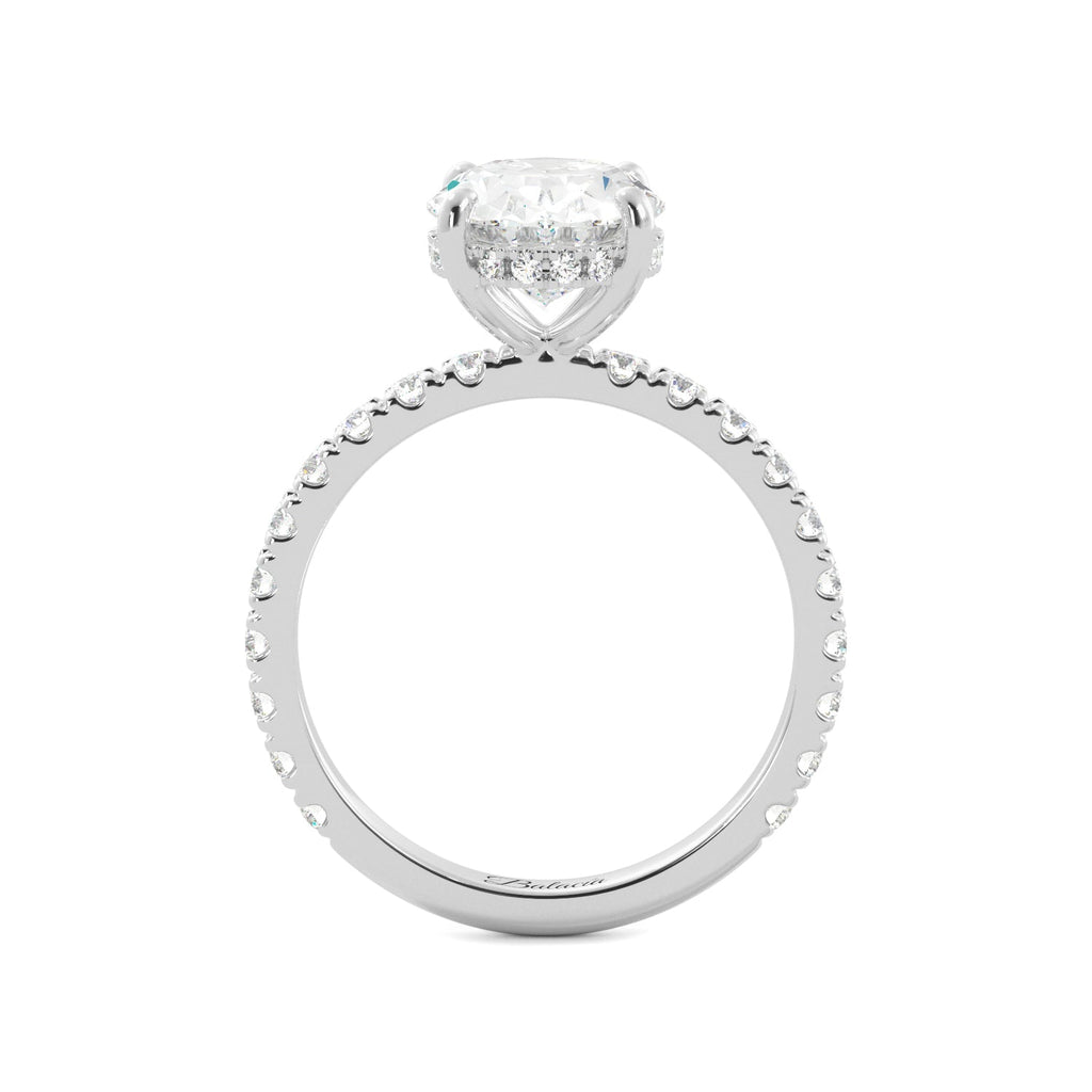 Hidden halo oval ring