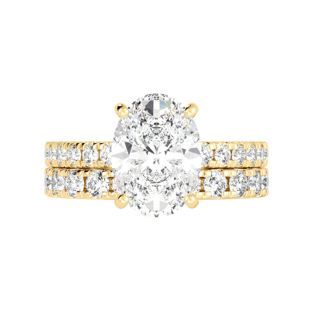 Oval gold engagement ring set band