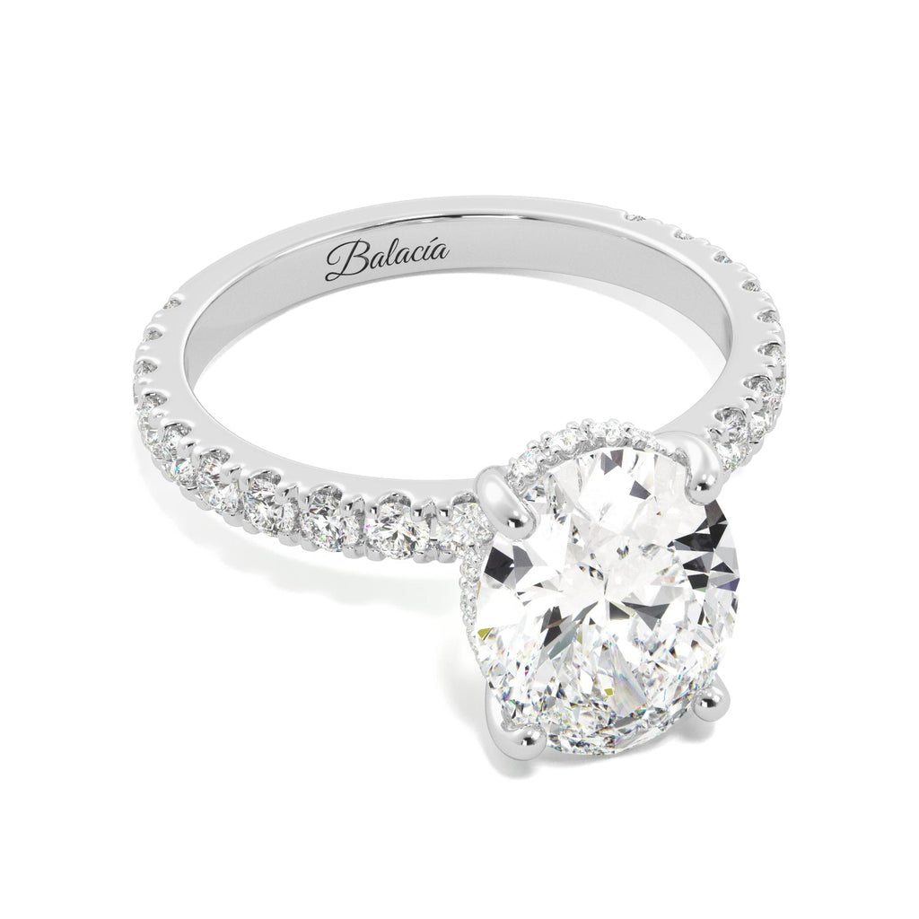 Oval hidden halo ring white gold