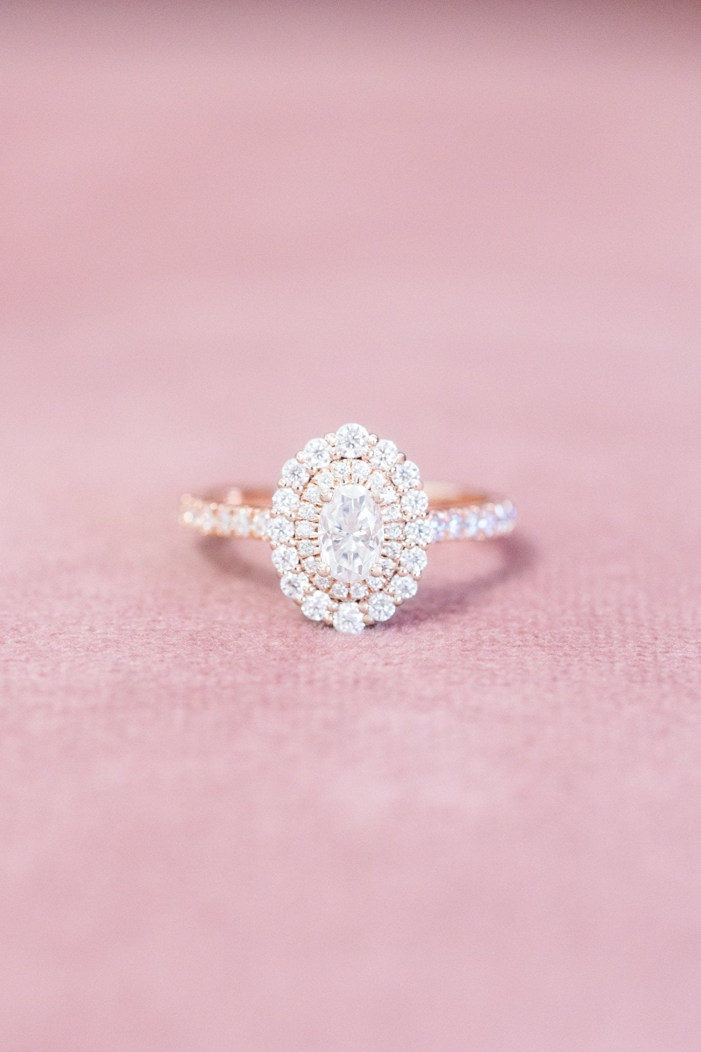 Oval Natural Diamond Double Halo Engagement Ring - Balacia