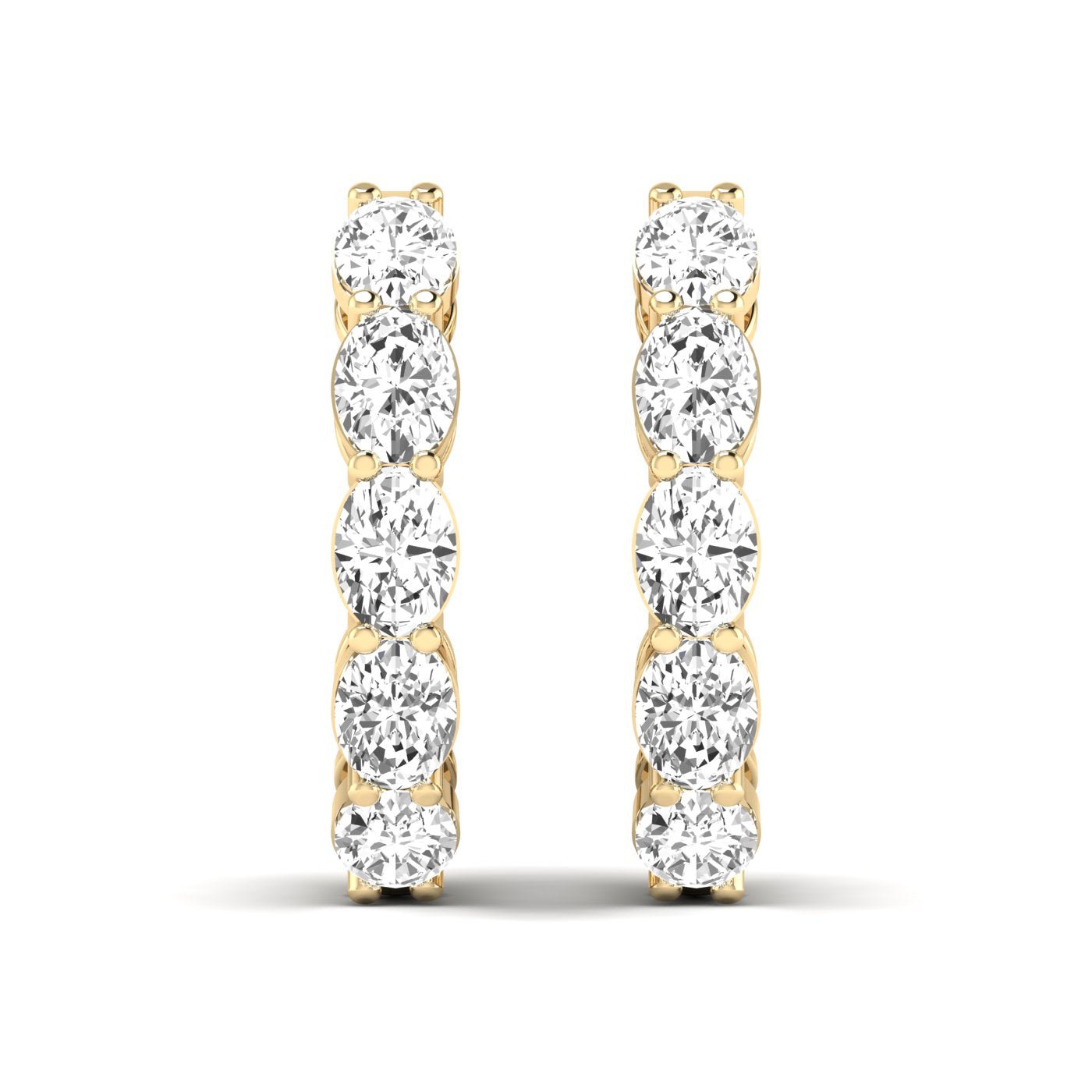 Oval Shared Prong Diamond Hoop Earrings - Balacia