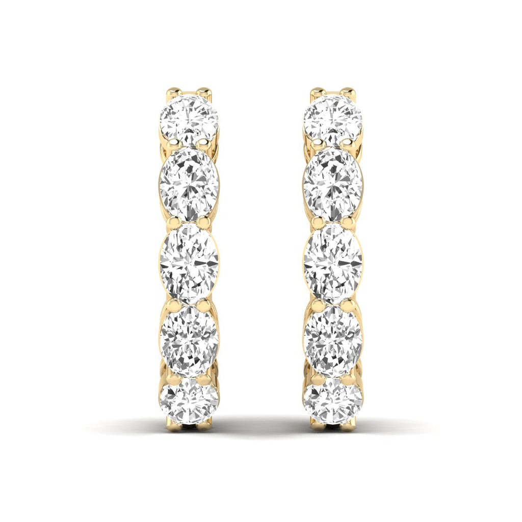 Oval Shared Prong Diamond Hoop Earrings - Balacia