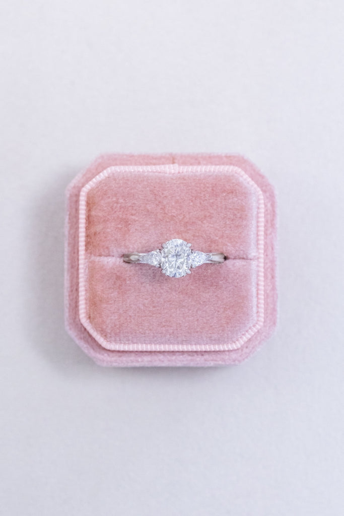 Oval with Pear Sides Moissanite Engagement Ring 14k White Gold - Balacia