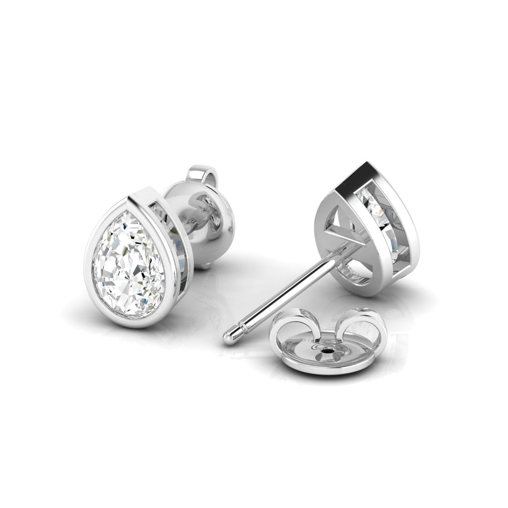 Pear Bezel Diamond Stud Earrings - Balacia