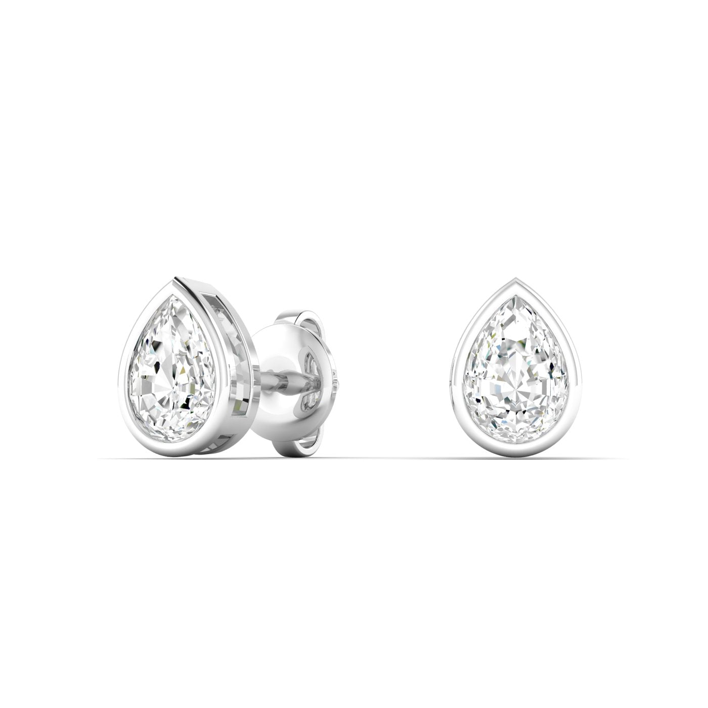Pear Bezel Diamond Stud Earrings - Balacia