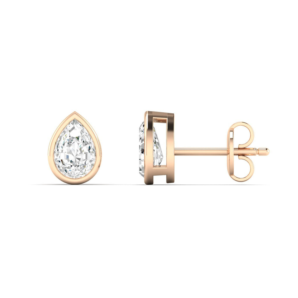 Pear Bezel Diamond Stud Earrings - Balacia