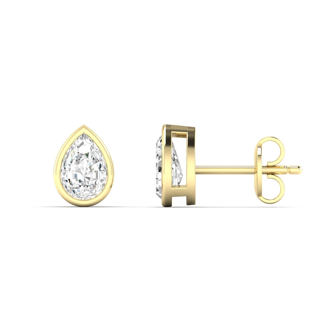 Pear Bezel Diamond Stud Earrings - Balacia