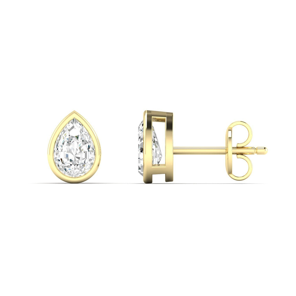 Pear Bezel Diamond Stud Earrings - Balacia