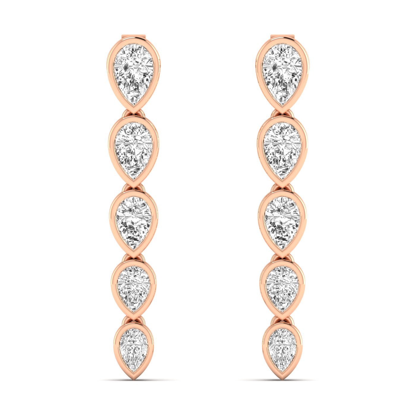 Pear Diamond Bezel Dangle Earrings - Balacia