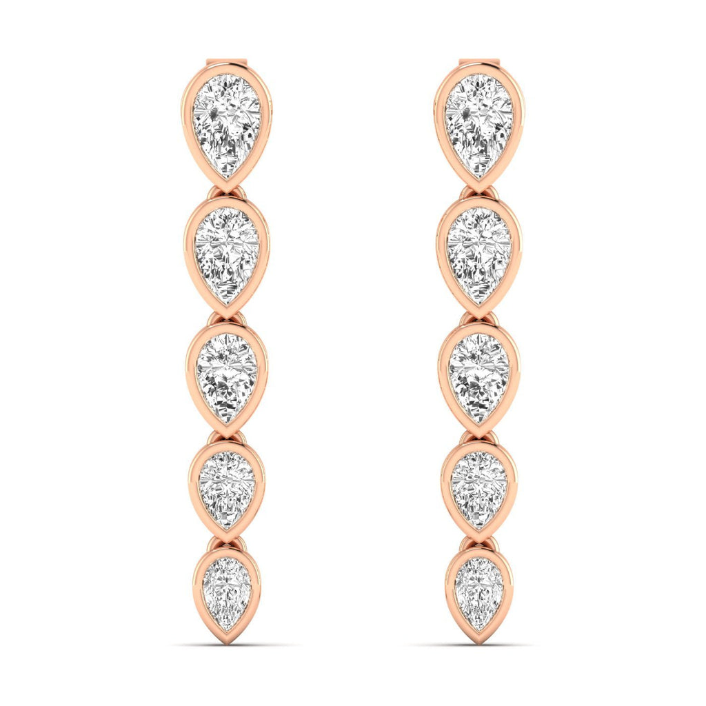 Pear Diamond Bezel Dangle Earrings - Balacia