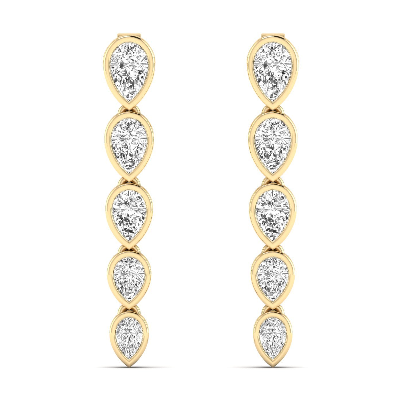 Pear Diamond Bezel Dangle Earrings - Balacia