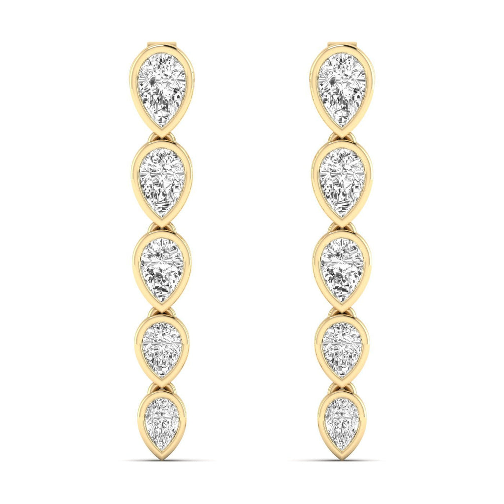 Pear Diamond Bezel Dangle Earrings - Balacia