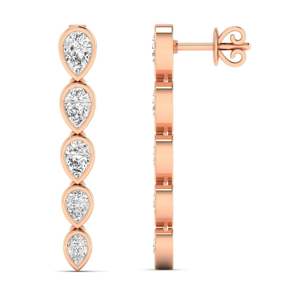 Pear Diamond Bezel Dangle Earrings - Balacia
