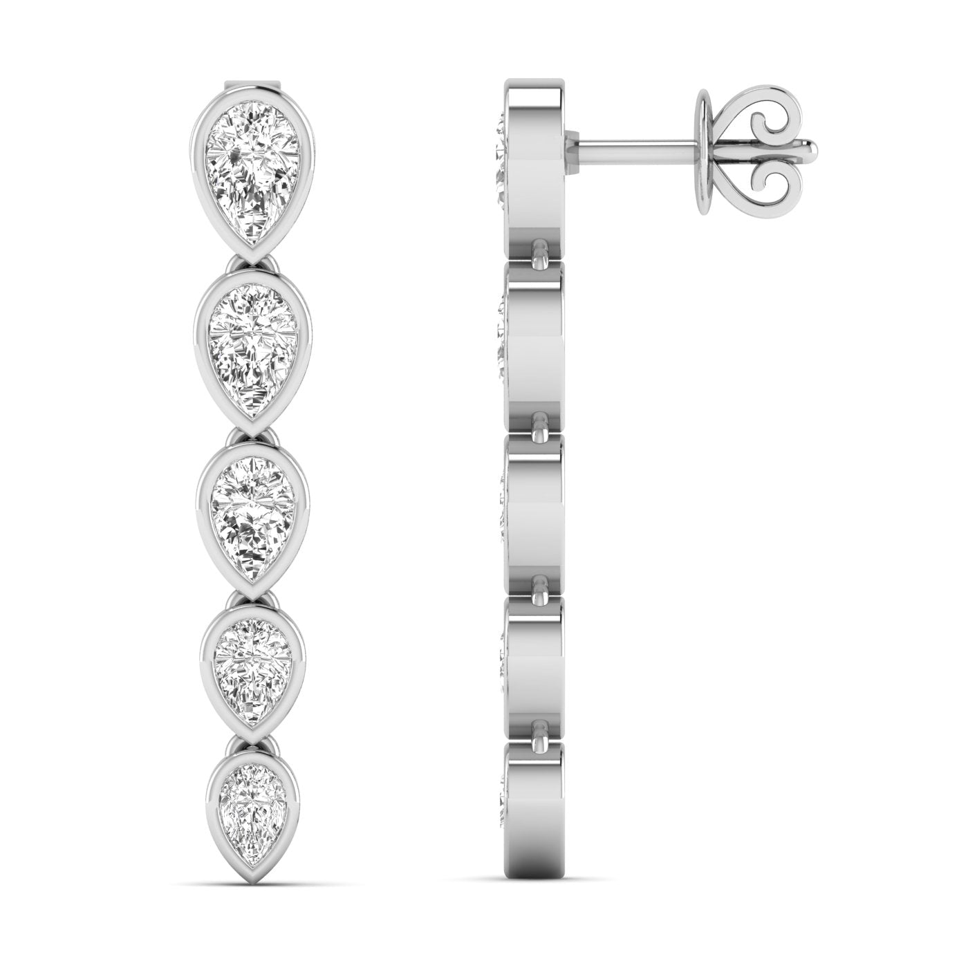 Pear Diamond Bezel Dangle Earrings - Balacia