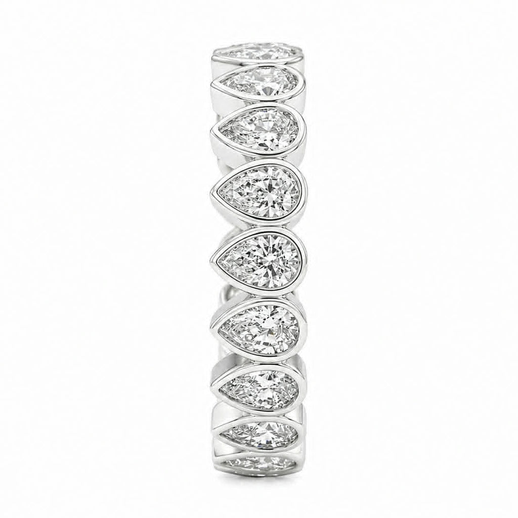 White Gold Pear Diamond Bezel Eternity Band