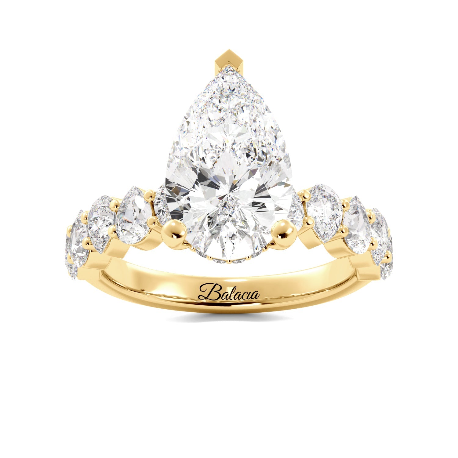 Pear Engagement Ring Wedding Bands 3 Ring Set - Balacia