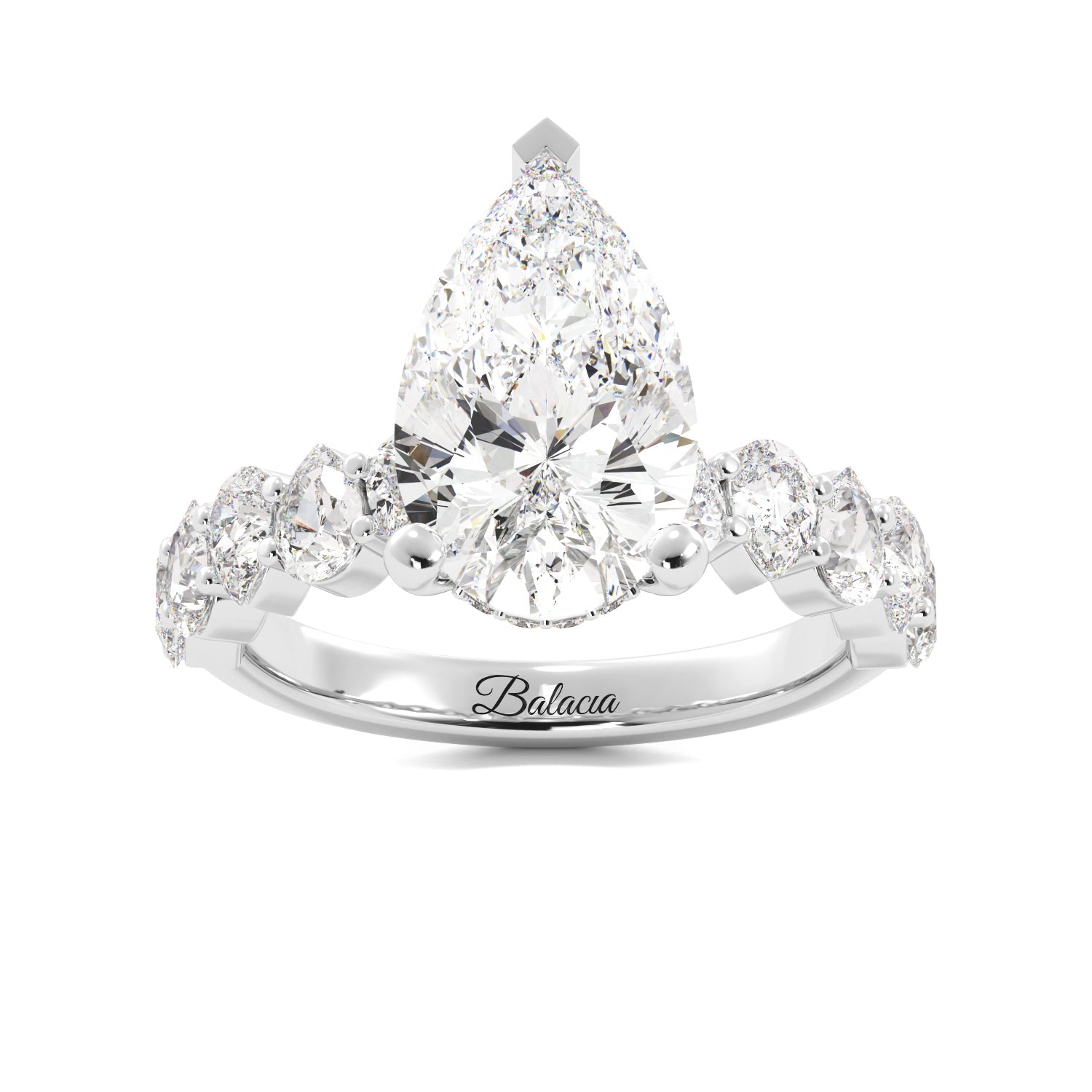 Pear Engagement Ring Wedding Bands 3 Ring Set - Balacia