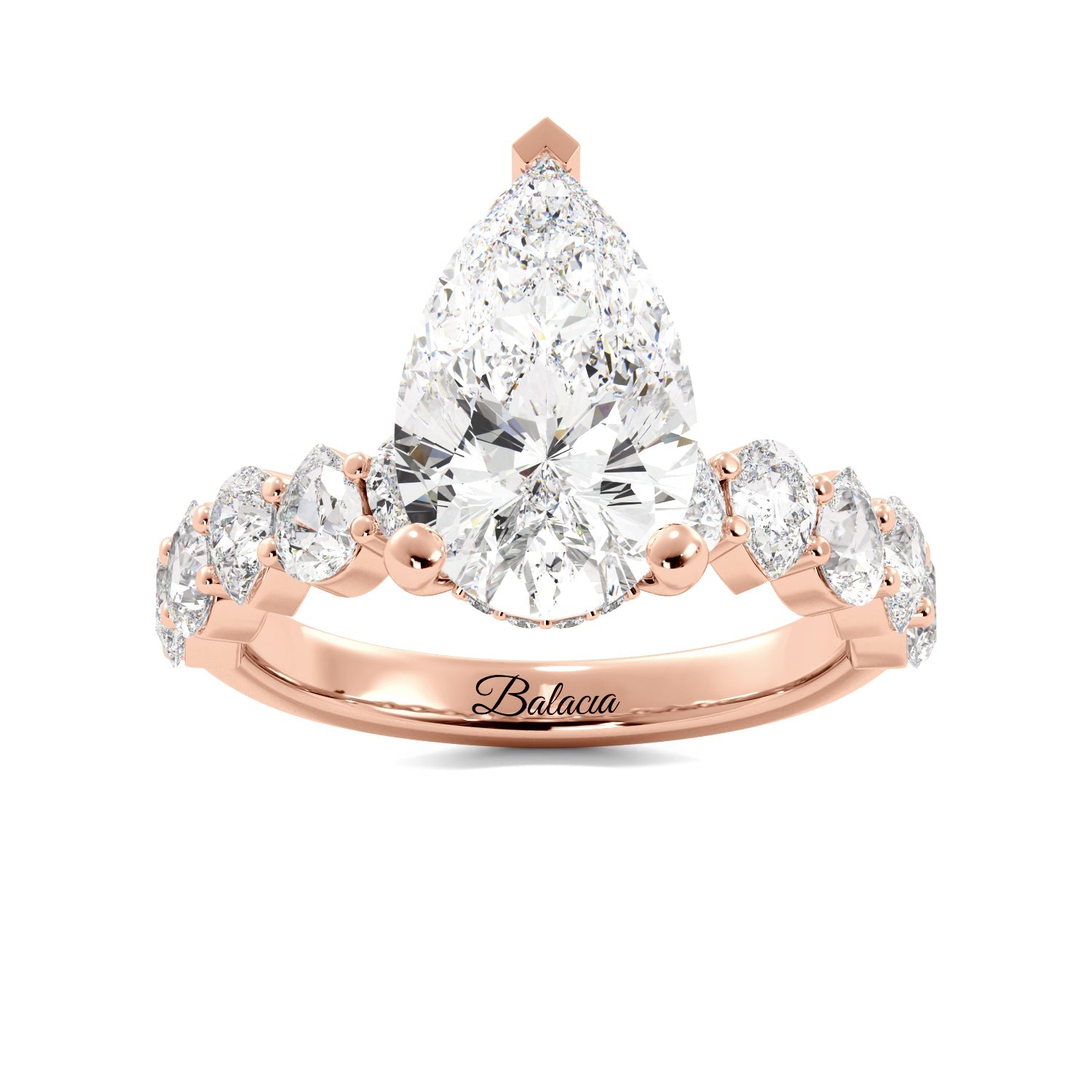 Pear Engagement Ring Wedding Bands 3 Ring Set - Balacia