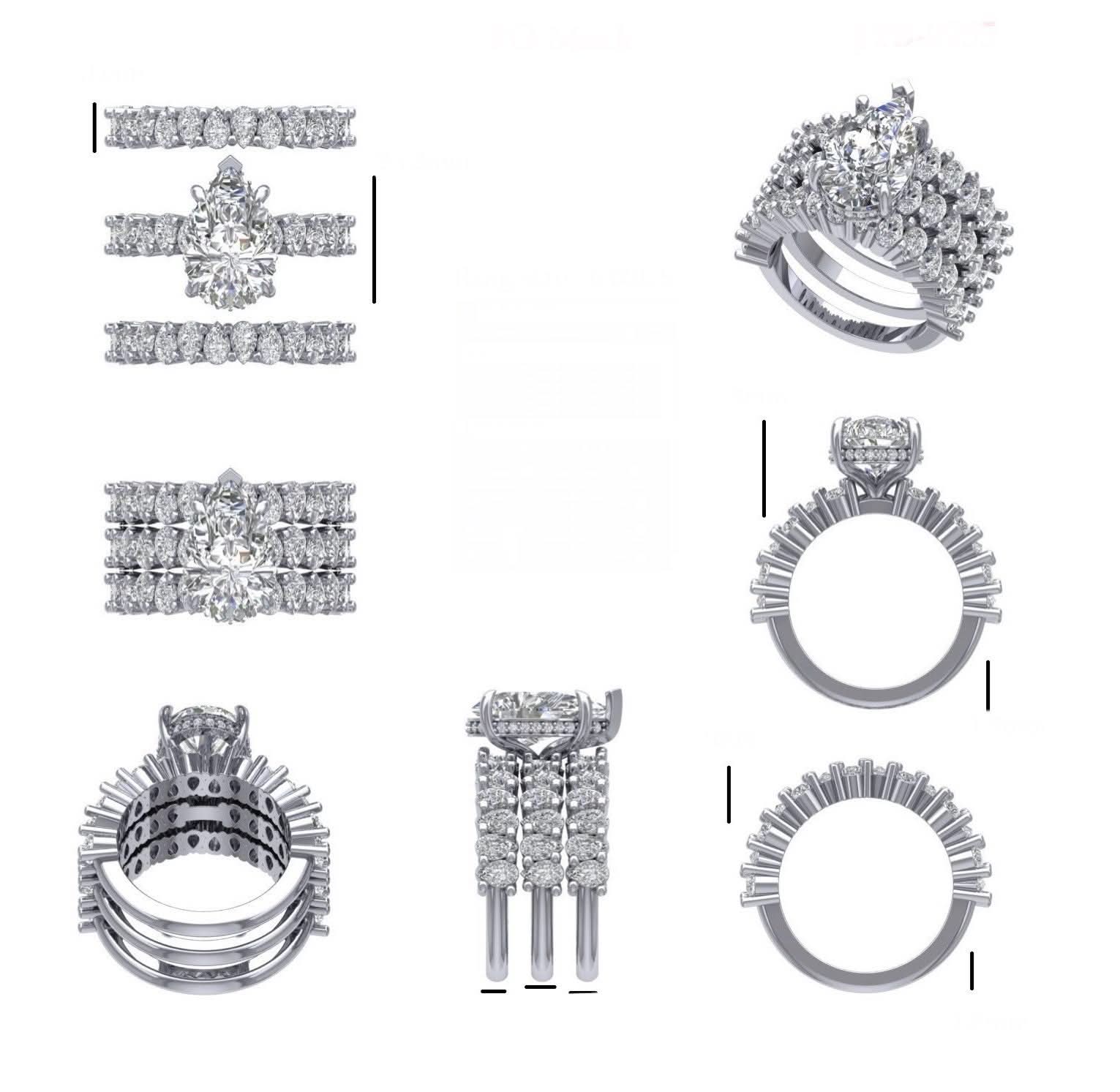Pear Engagement Ring Wedding Bands Set - Balacia